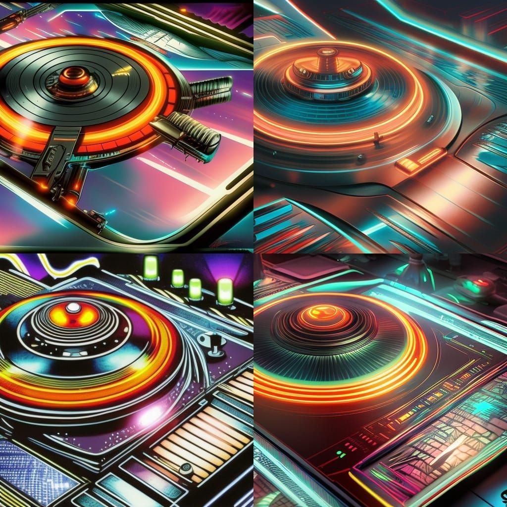 Cyberpunk Turntable Spaceship Concept Art