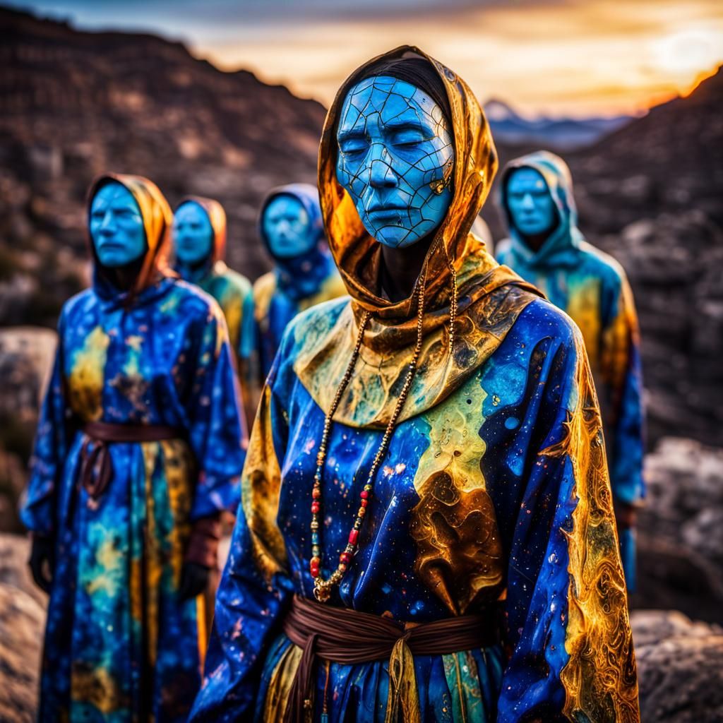 Cosmic Figures in Dreamscape, Digital Art