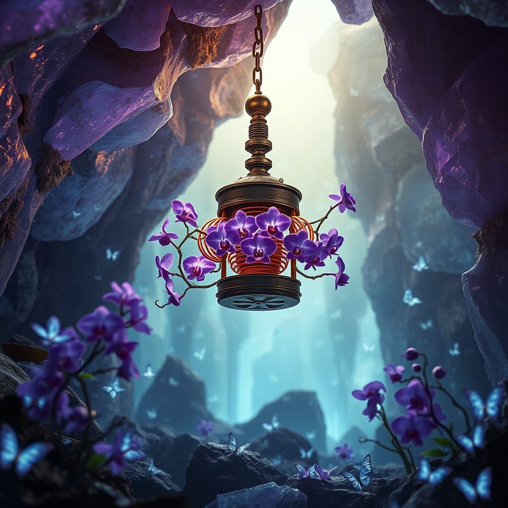 Ornate Generator Surrounded by Bioluminescent Flora