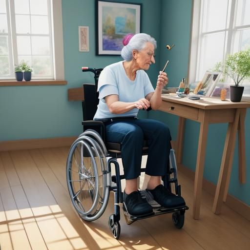 Woman in Wheelchair at Art Workshop in Chin Yung Style