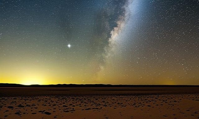 Cosmic Alien Sunrise Over Desolate Landscape