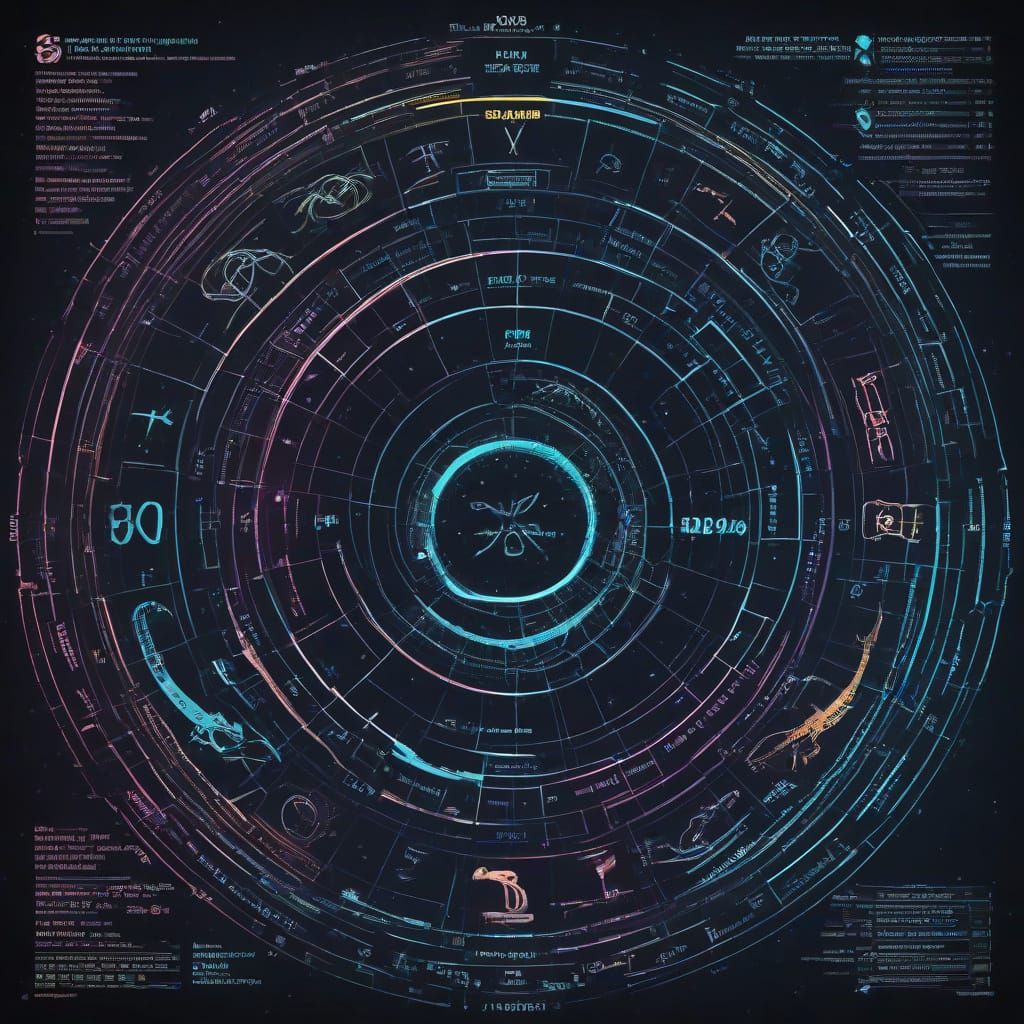 Cyberpunk Astrology Chart of a Snake in Neon Hues