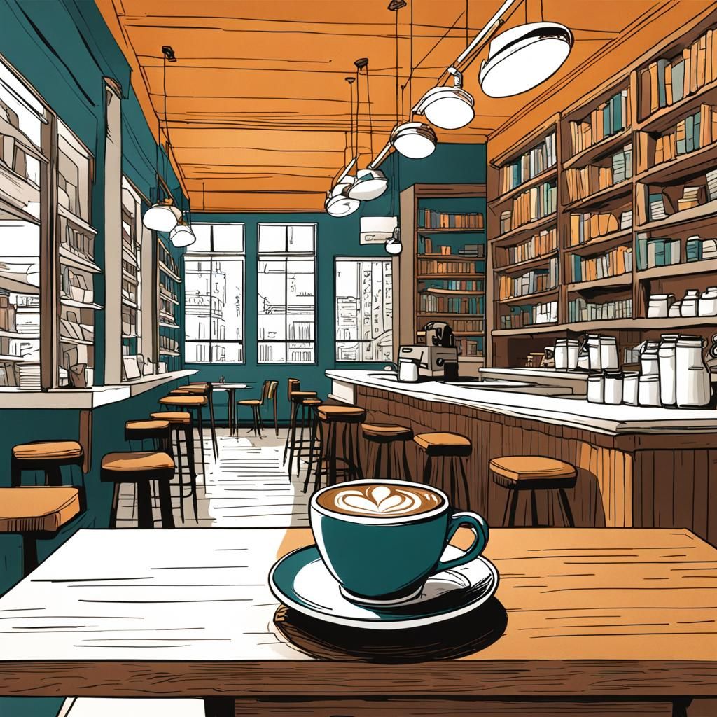 Coffee Cup in Cozy Coffee Shop Illustration