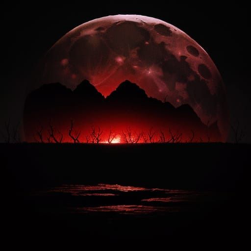 Moon Devouring Earth in Dark Fantasy Style