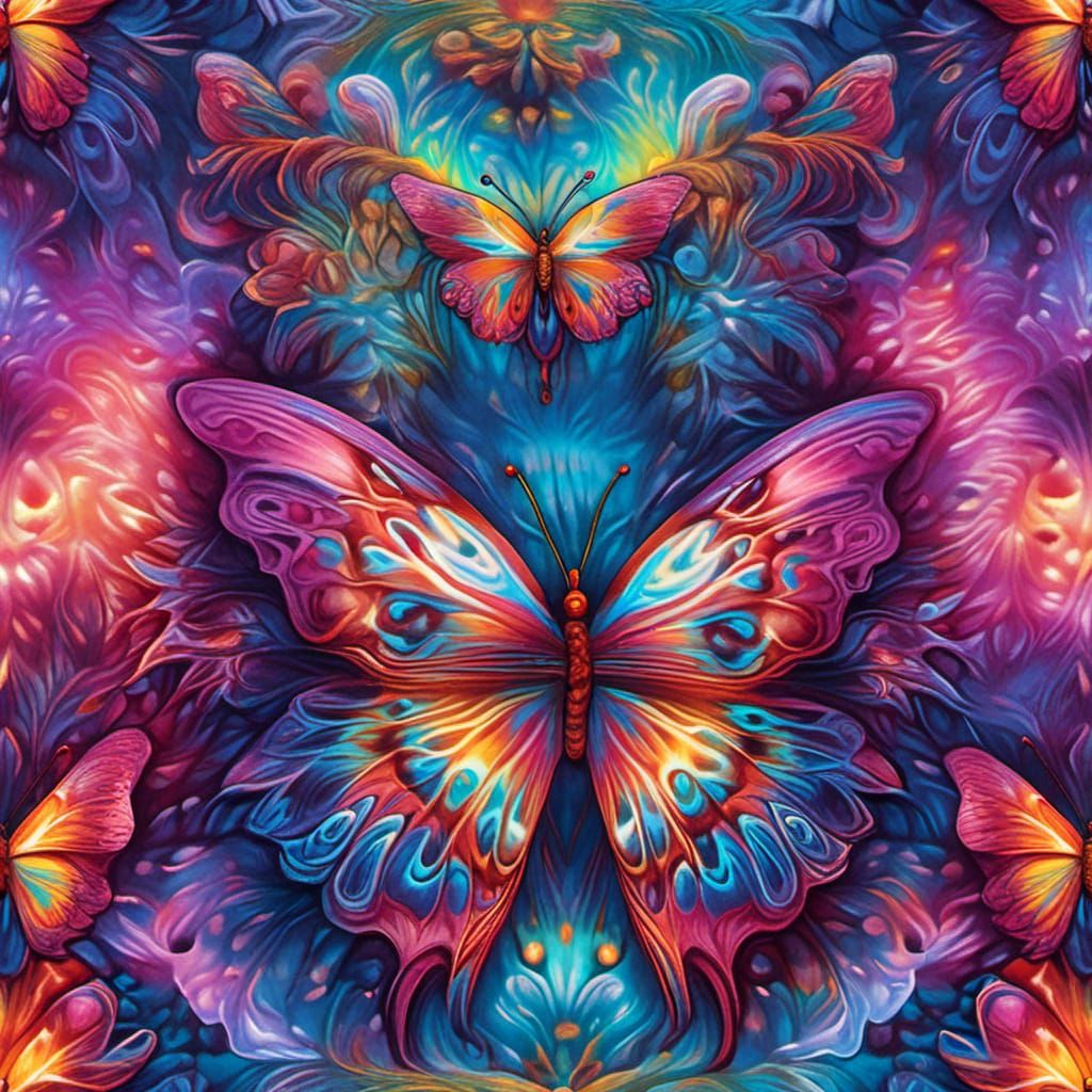 Holographic Tie Dye Butterfly Illustration