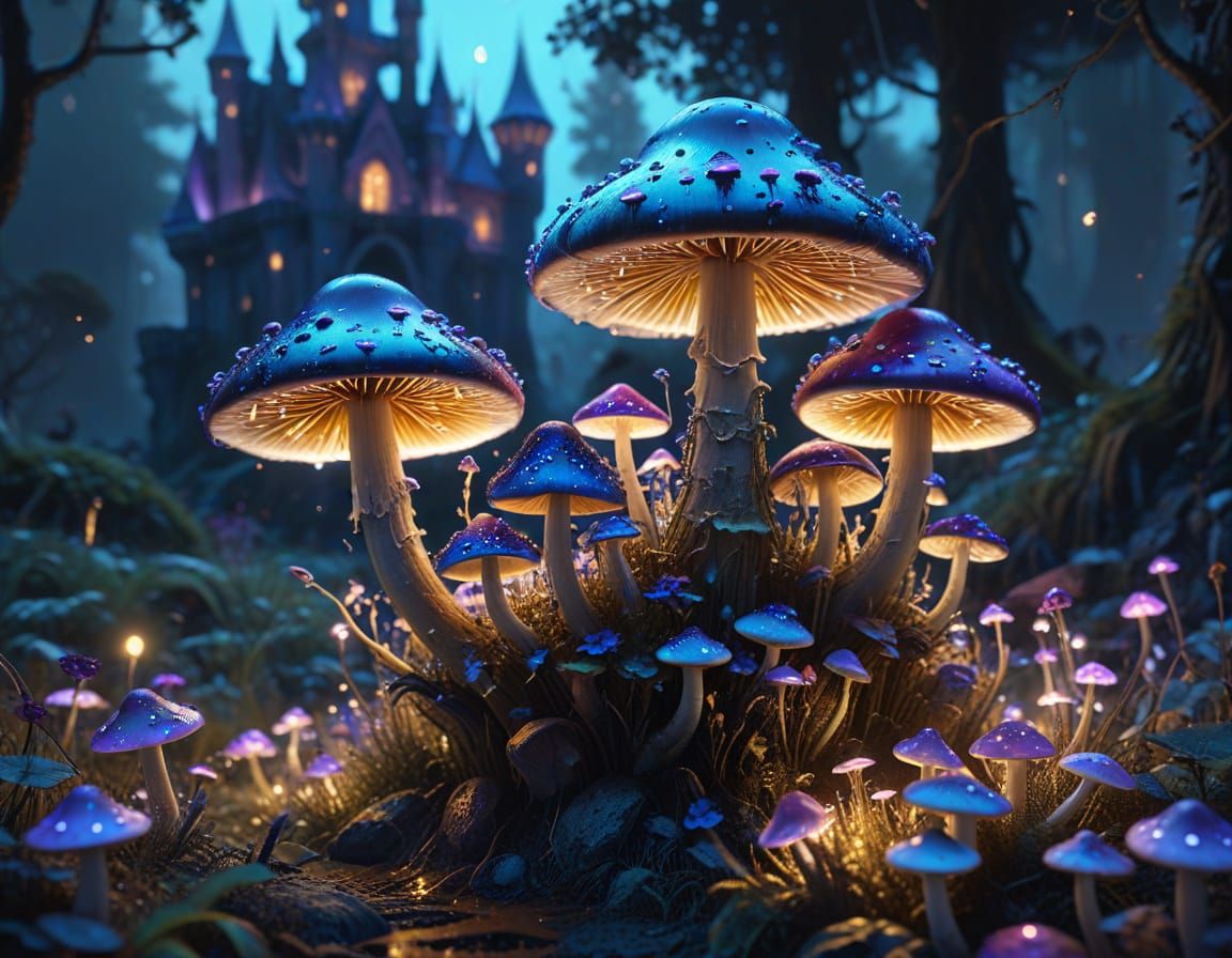 Surreal Bioluminescent Mushroom Kingdom