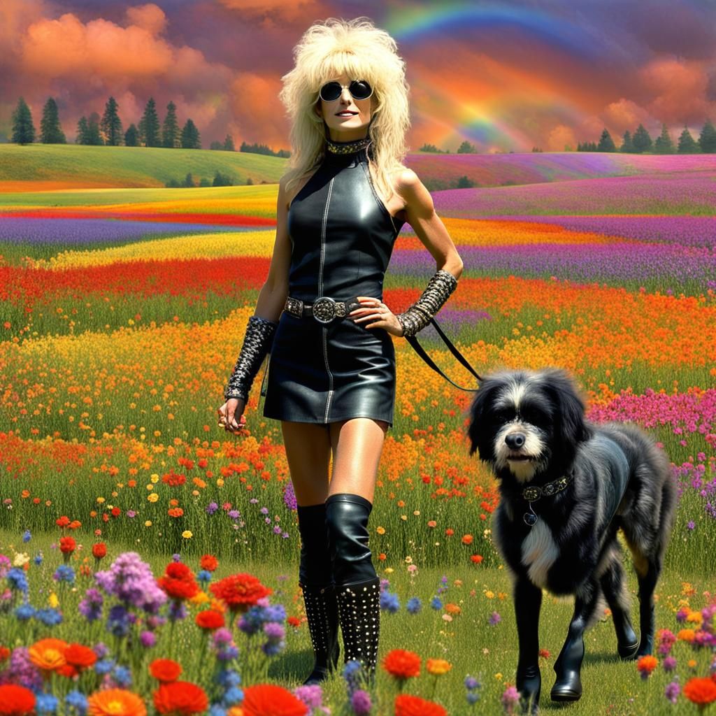 Goldie Hawn Pinhead as 1960s Hippie in Flower Field