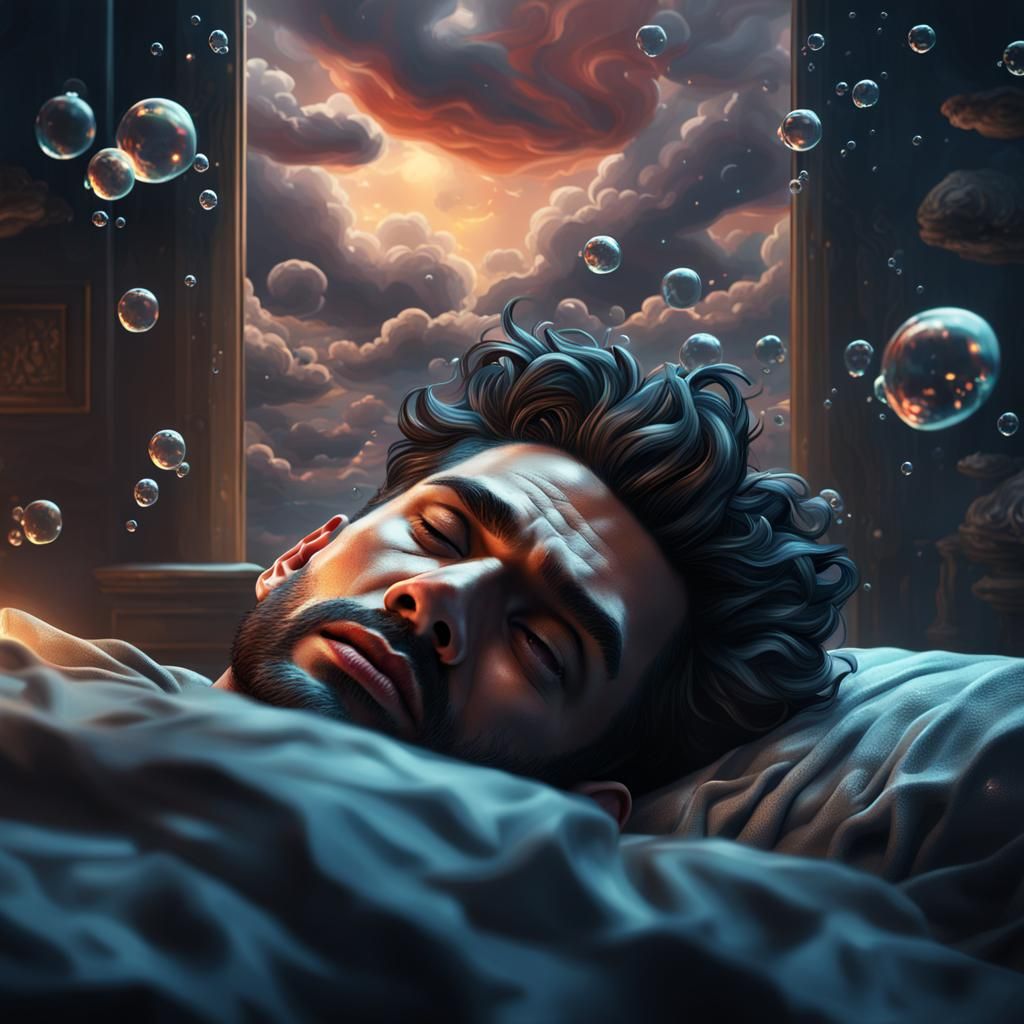 Crying Man's Worries: A Detailed Matte Painting