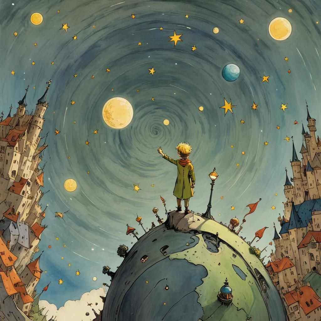 Little Prince on Lamplighter's Planet Illustration