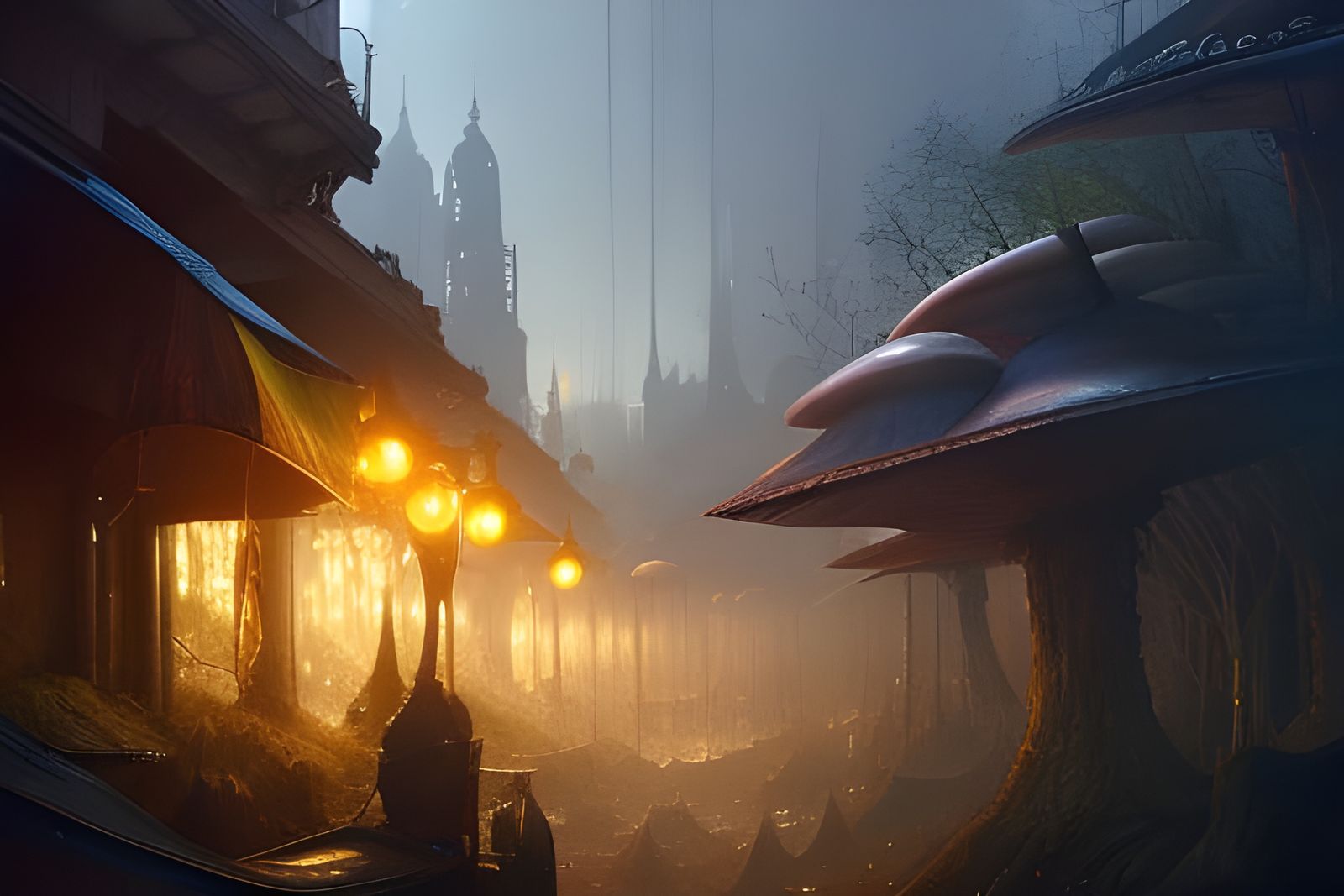 Mushroom and Snail City: Dark Fantasy Concept Art