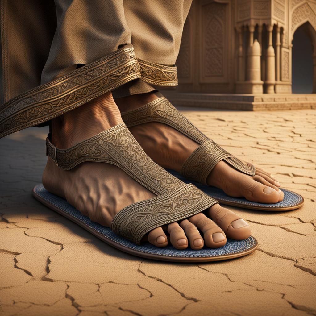 Middle-Eastern Man's Foot in Sandal: Matte Painting