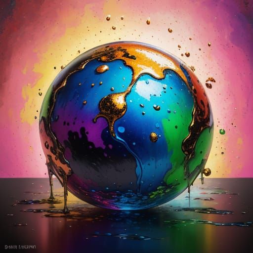 Hyperrealistic Melting Objects in Splash Art Style