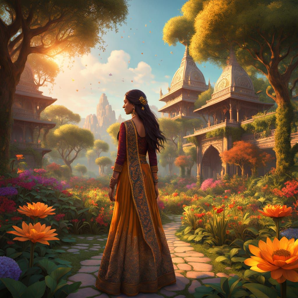 Ethereal Beauty in a Vibrant Indian Garden