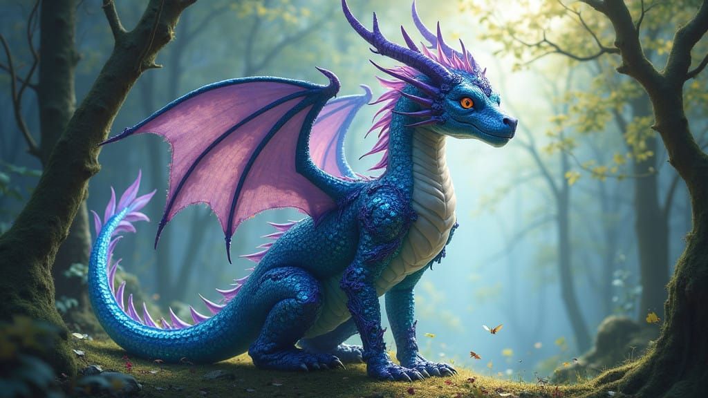 Enchanted Dragon-Elf Hybrid Scales in Ethereal Forest