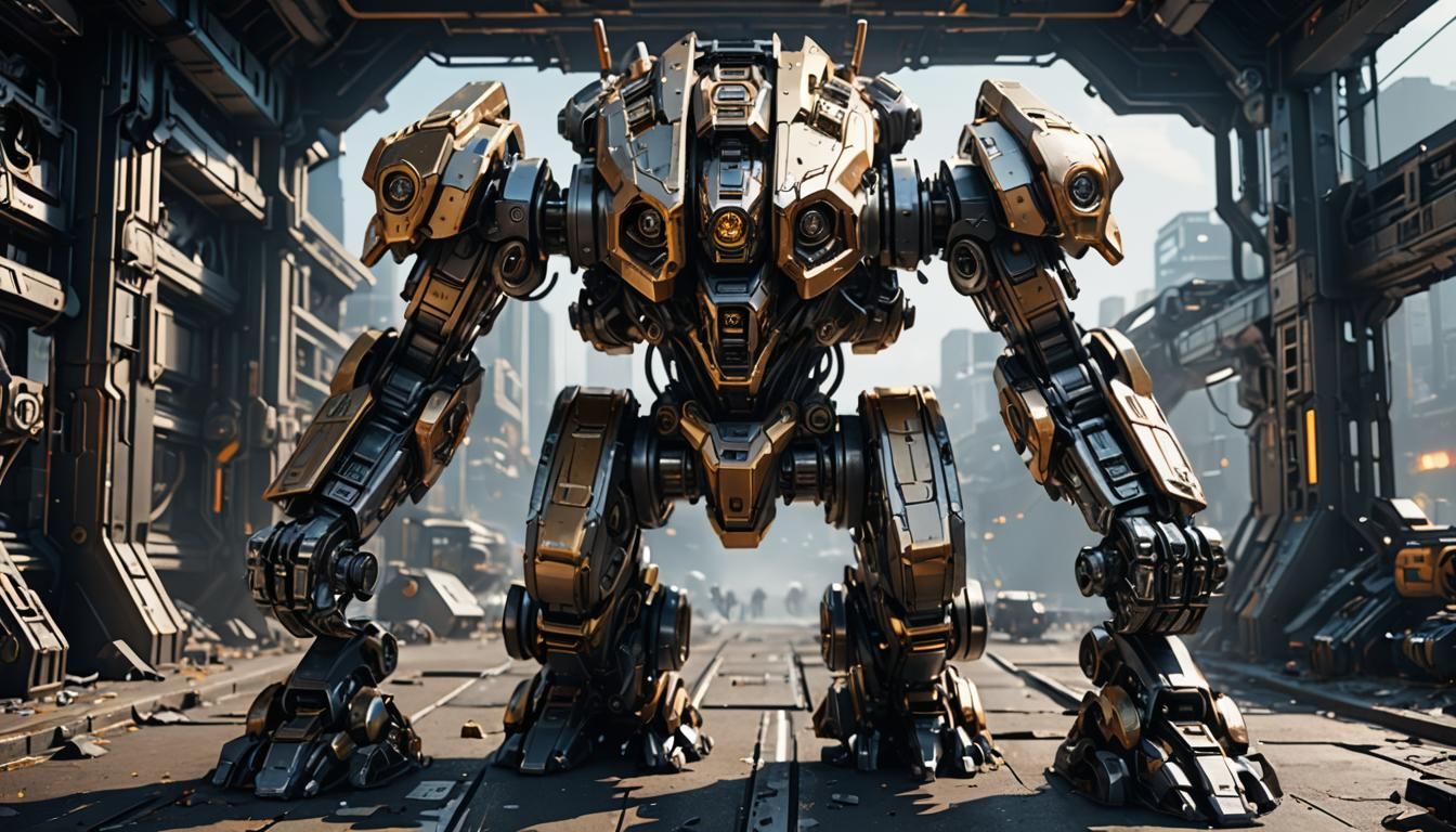 Futuristic Sci-Fi Mech in Polished Metal