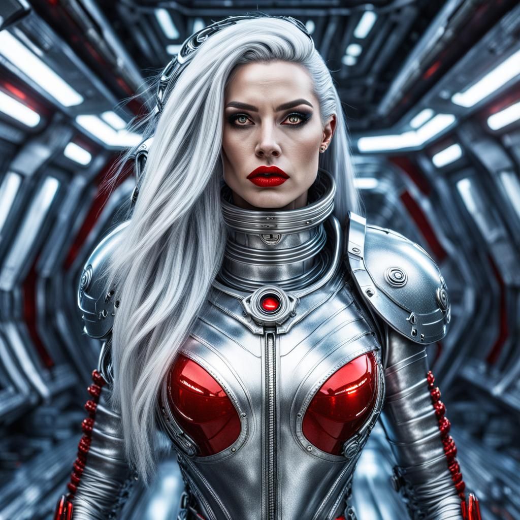 Futuristic Barbarian Woman in Space Suit