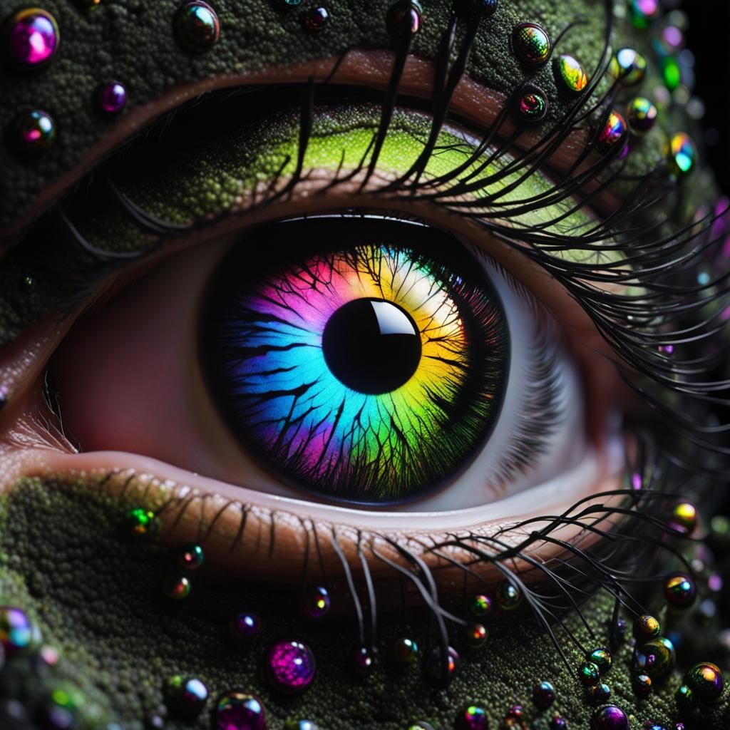 Creepy Zombie Eyes with Iridescent Galaxies