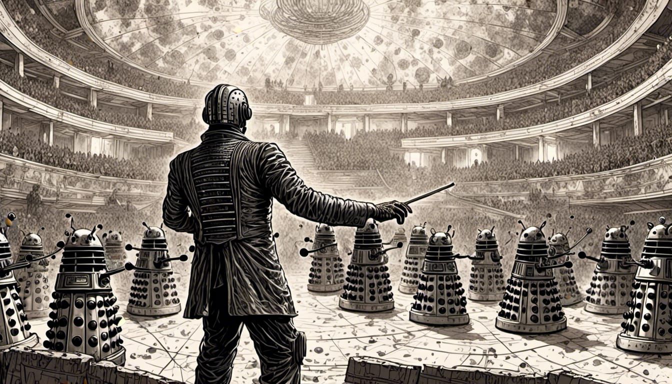 Davros Conducts Cacophony of Cybermen and Daleks