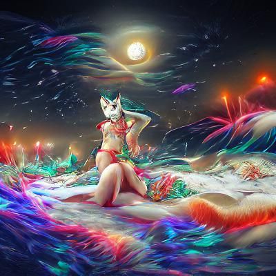 Kitsune on a Tropical Beach in Astral Style
