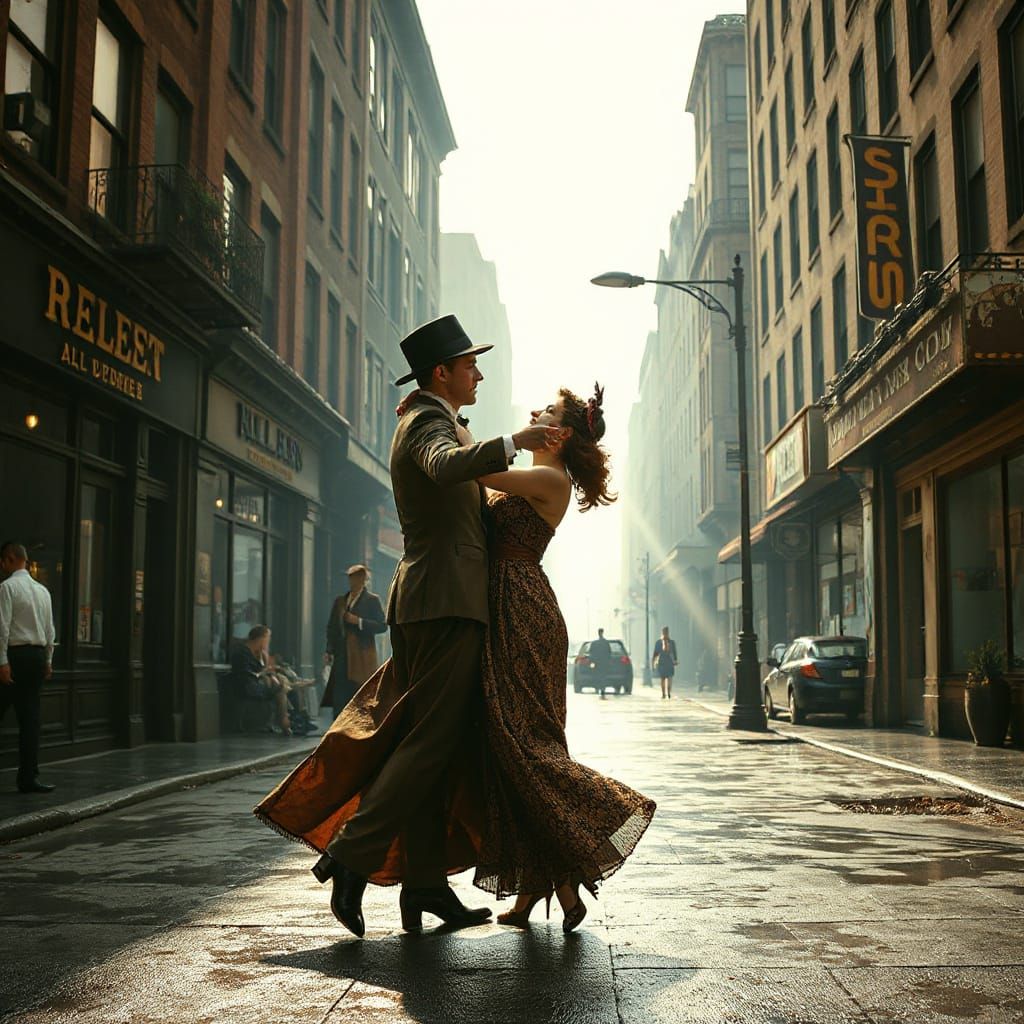 Ethereal Dieselpunk Dance in 1900s Style