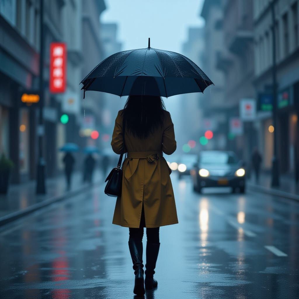 Rainy Cityscape: A Moody, Atmospheric Scene