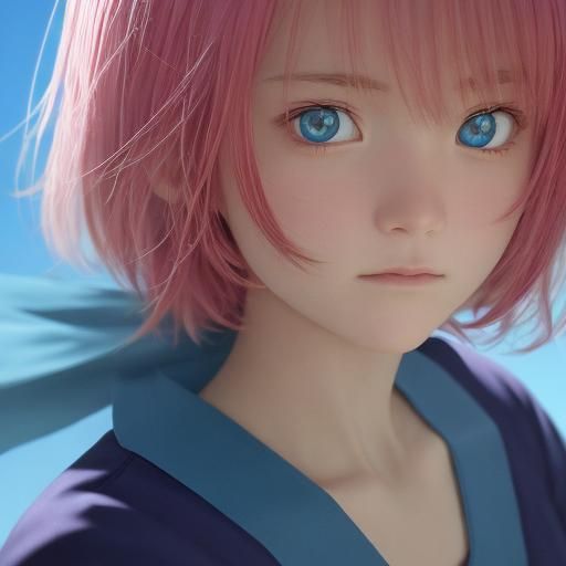 Vibrant Anime Portrait with Soft Gradient Background