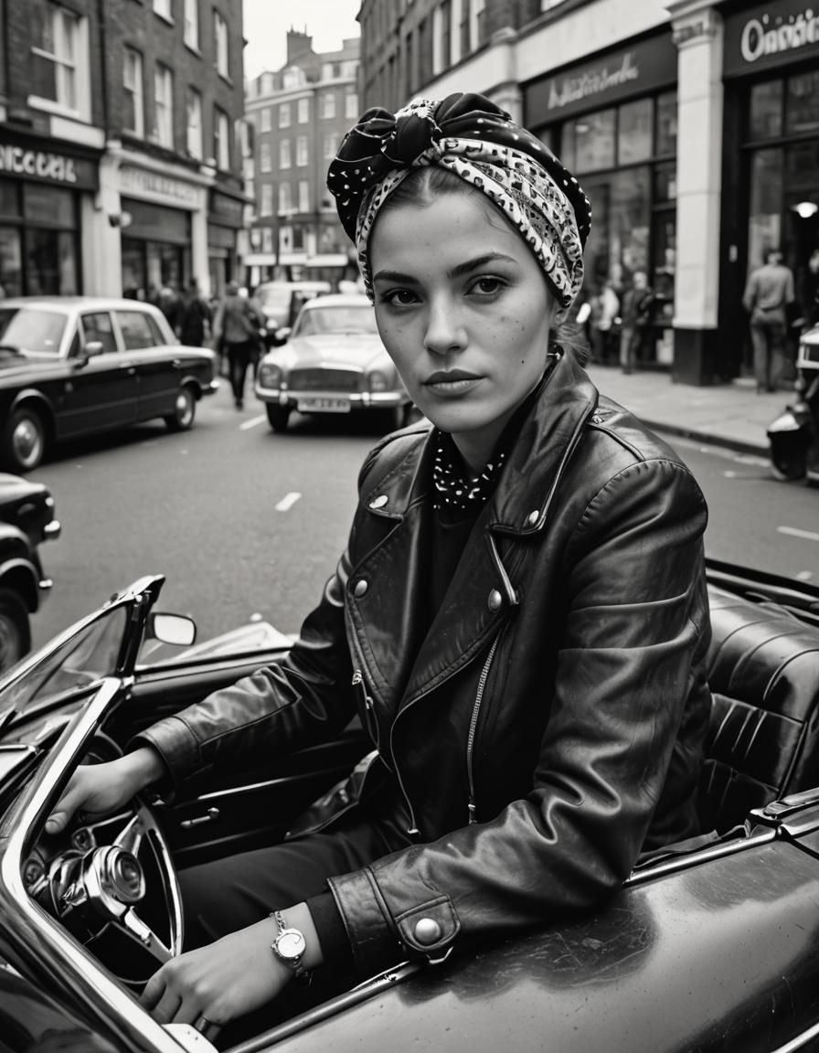 London Street Style: Woman in Vintage Convertible