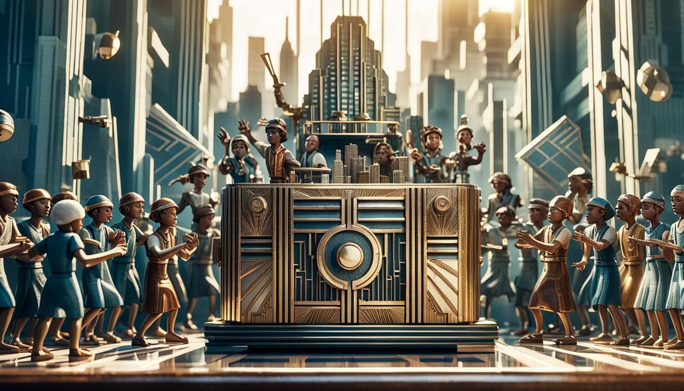 Art Deco Still Life with Miniature City