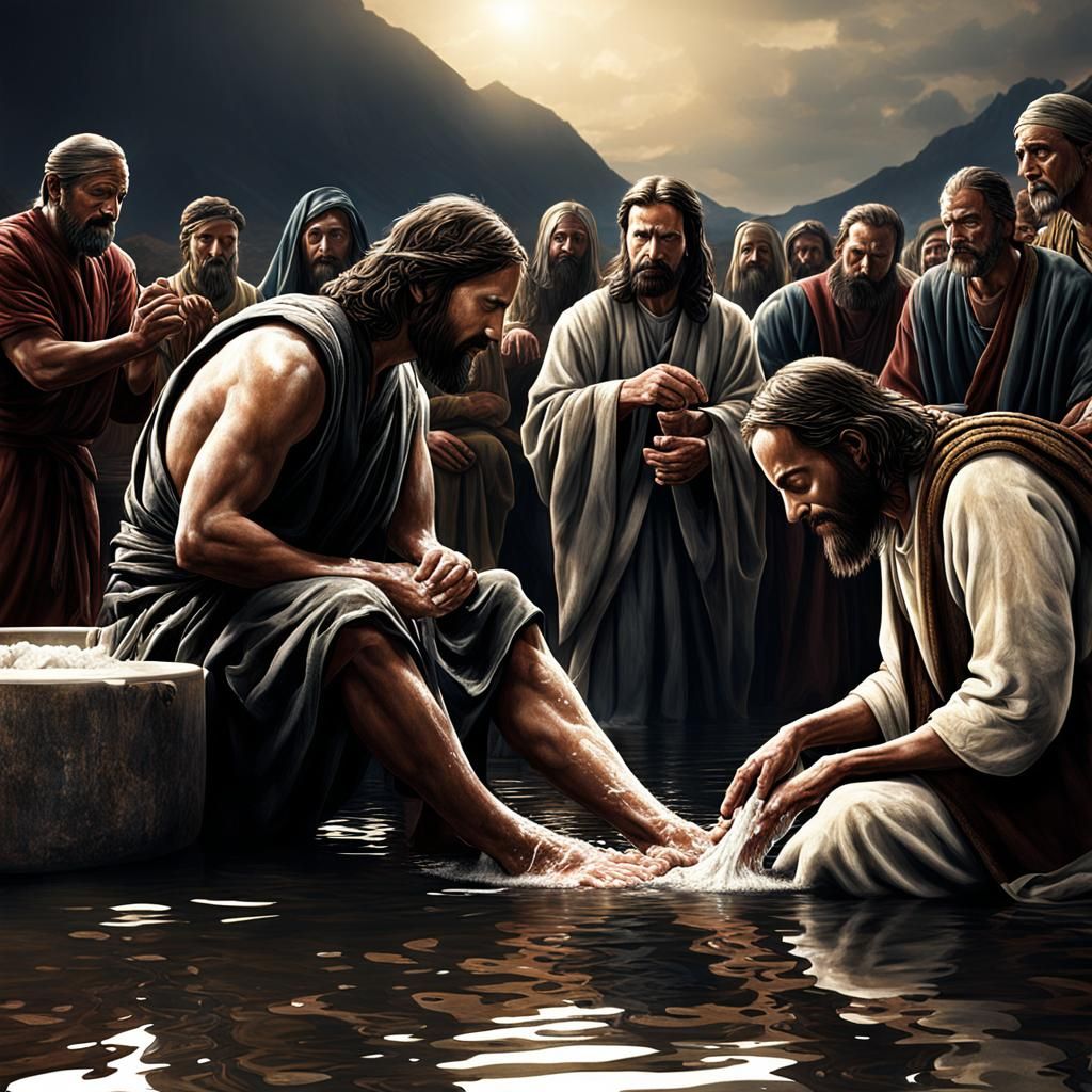 Jesus Washing Disciple's Feet: Matte Painting