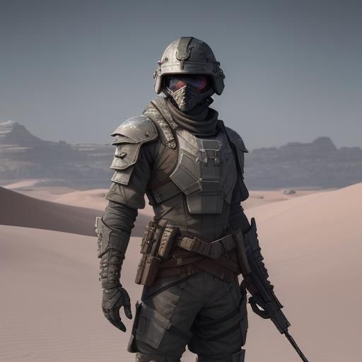 Future Soldier in Snow Desert: Detailed Matte Painting