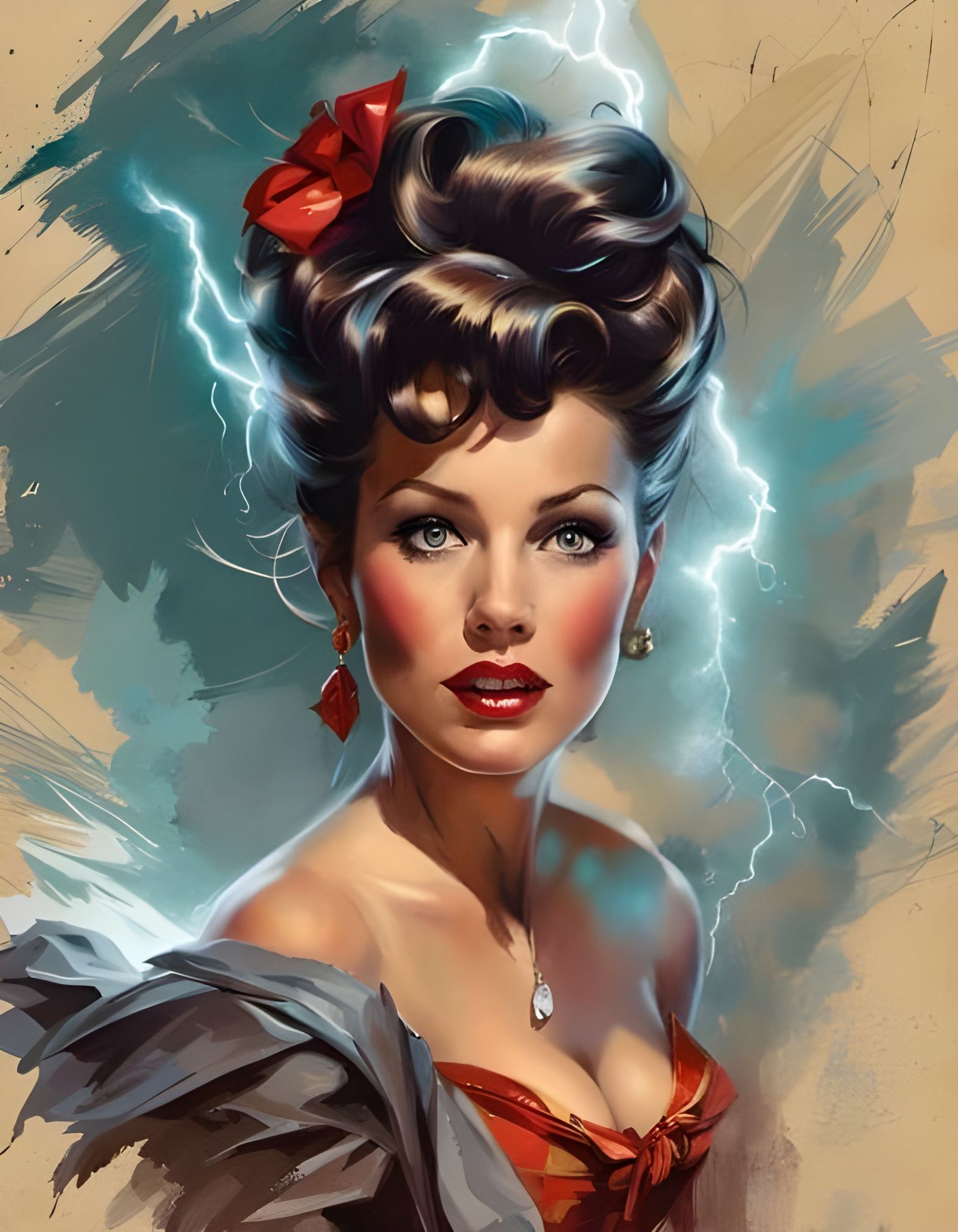 Man as 1950s Pinup in Digital Art Style