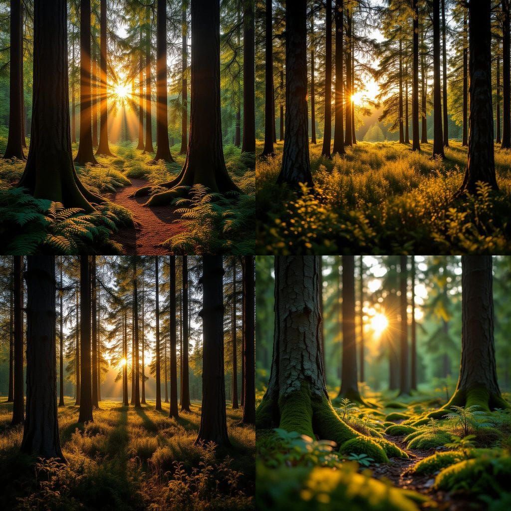 Norwegian Forests Bathed in Sunlight