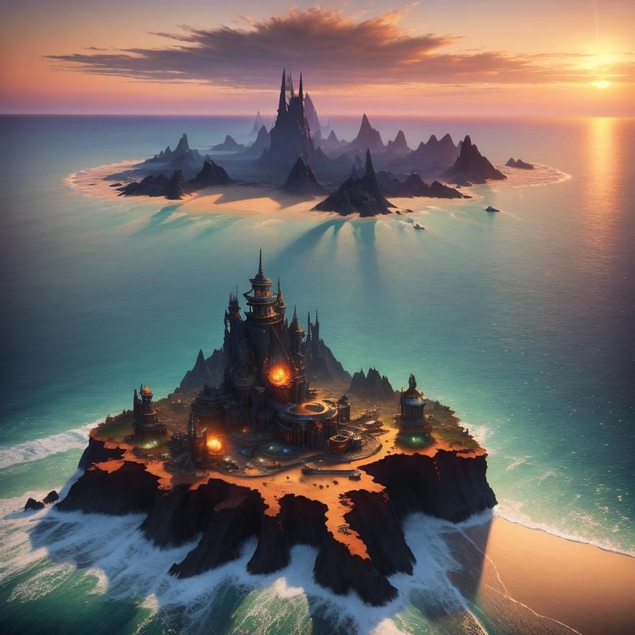 Sunrise Beach: Fantastical Concept Art in Deep Color