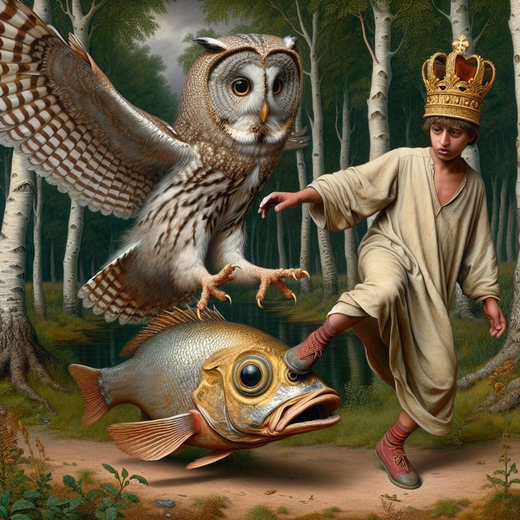 Owl with Saw Feathers in Dürer Style