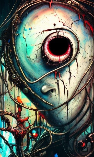 Eyeball Dangling: Biopunk Medical Concept Art