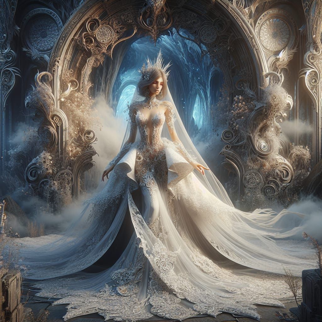 Ethereal Bride in a Fantastical Landscape