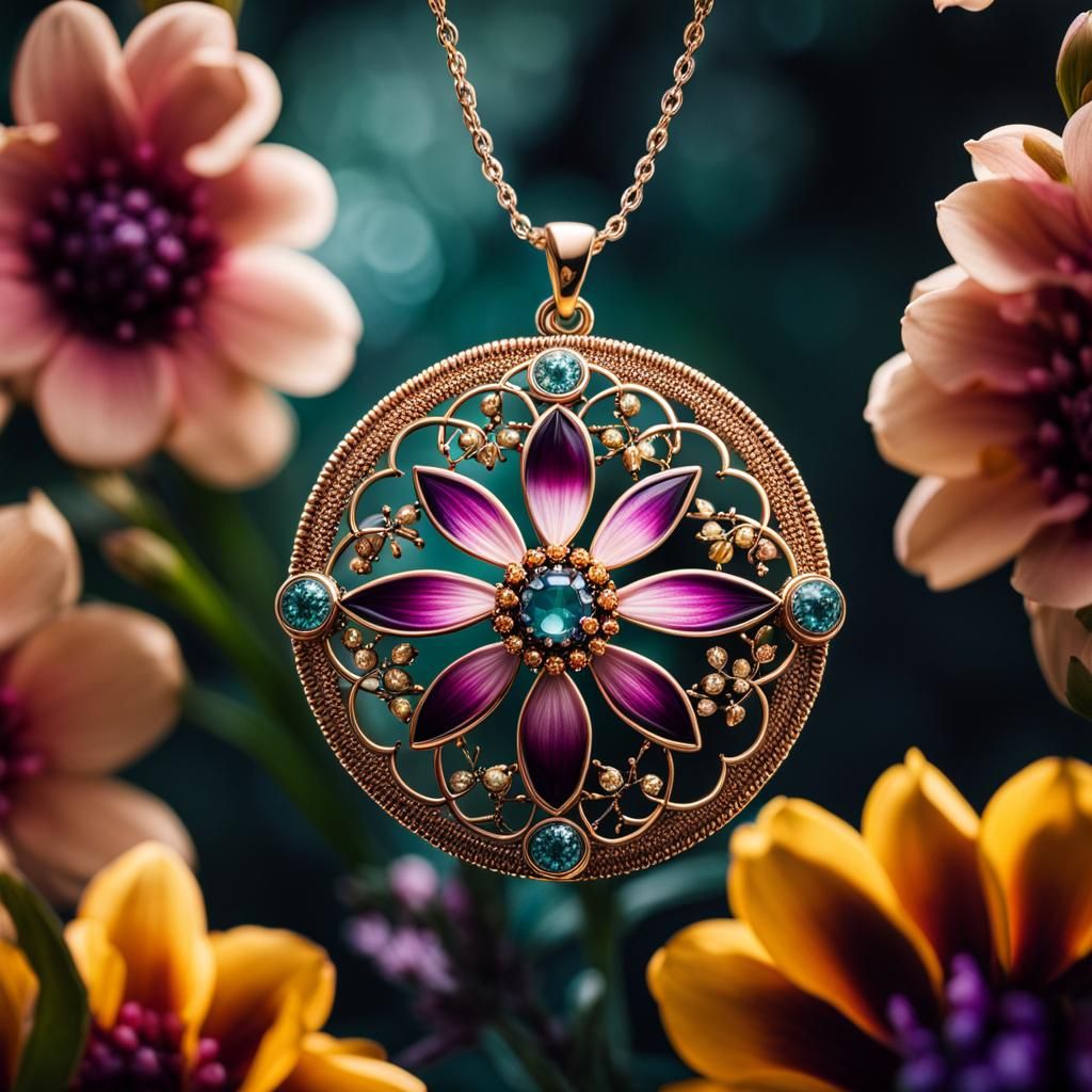 Floral Mandala Jewelry in Bloom: Hyperrealistic Fantasy