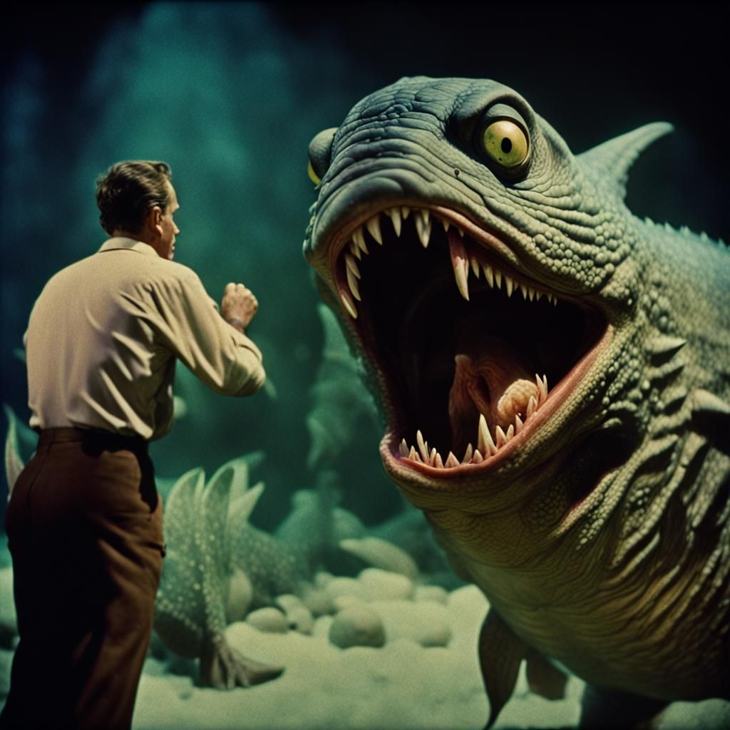 Fish Monster B-Movie Film Still