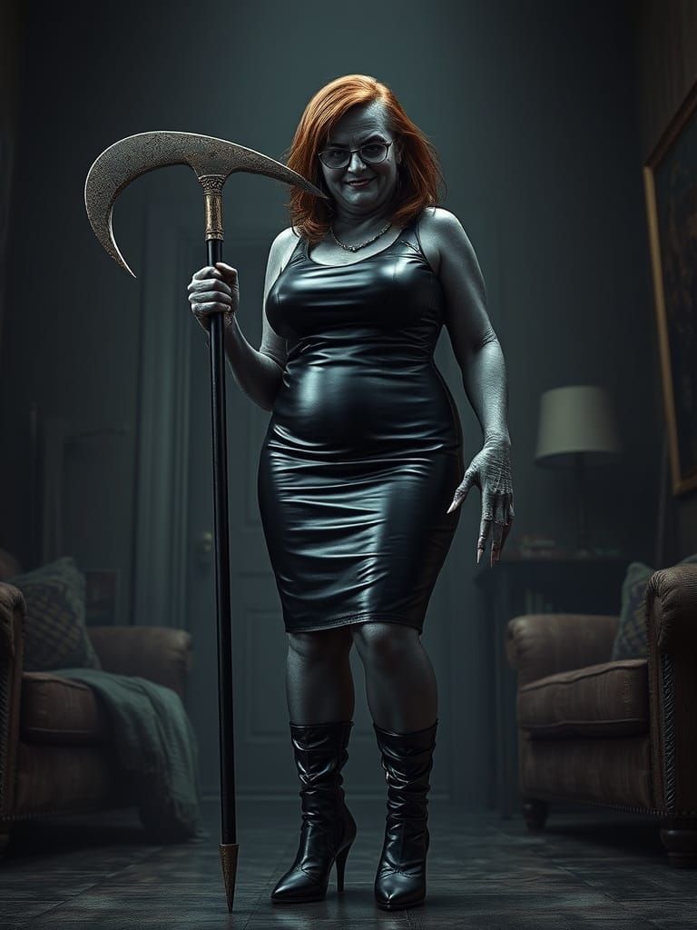 Ominous Alien Woman Stands in Dark Dungeon