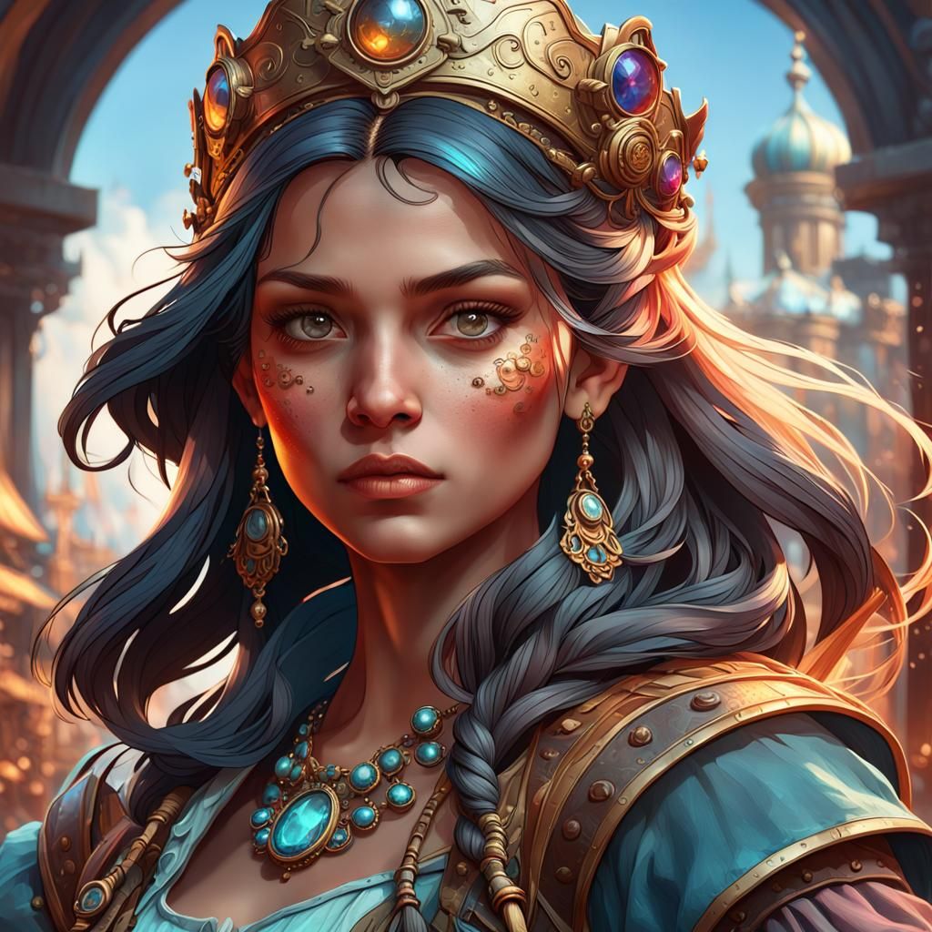 Pirate Princess Portrait in Digital Art Style