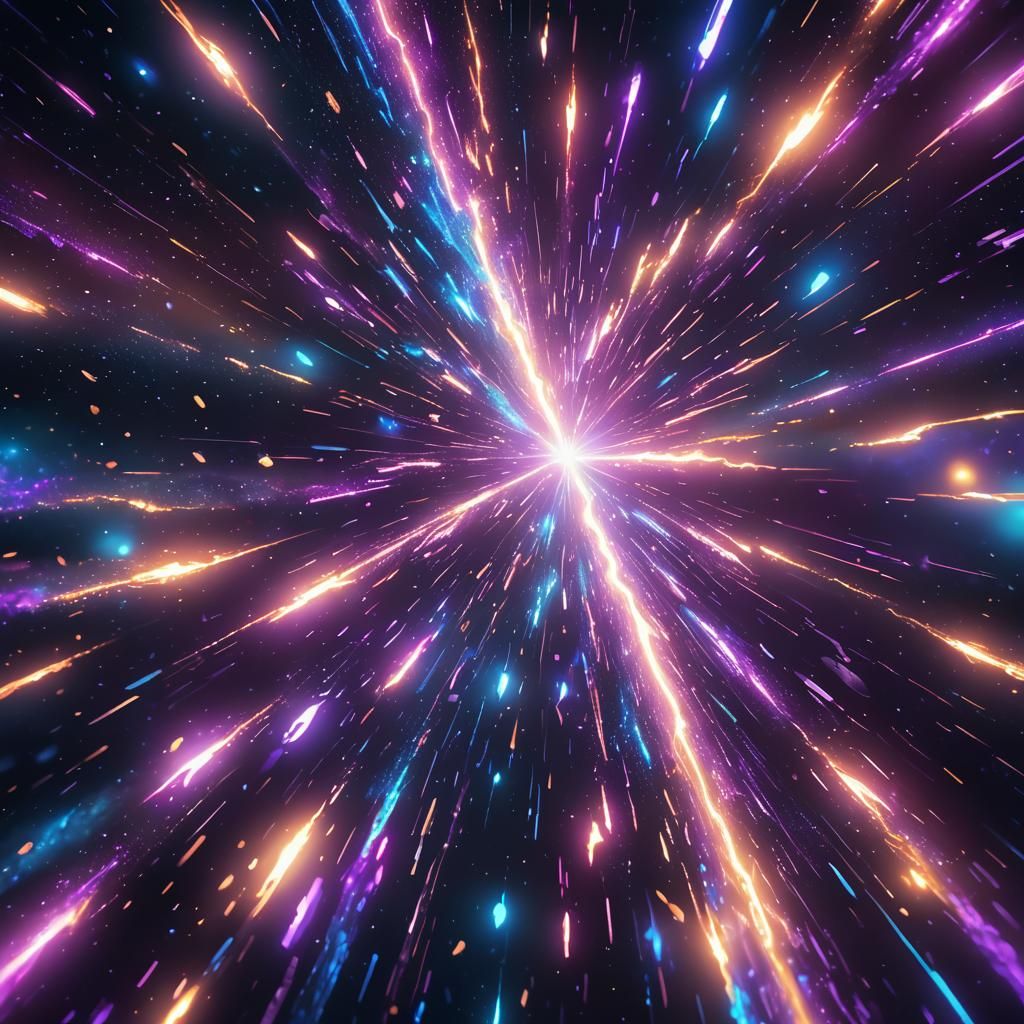 Neon Light Beam in Space: Digital Art