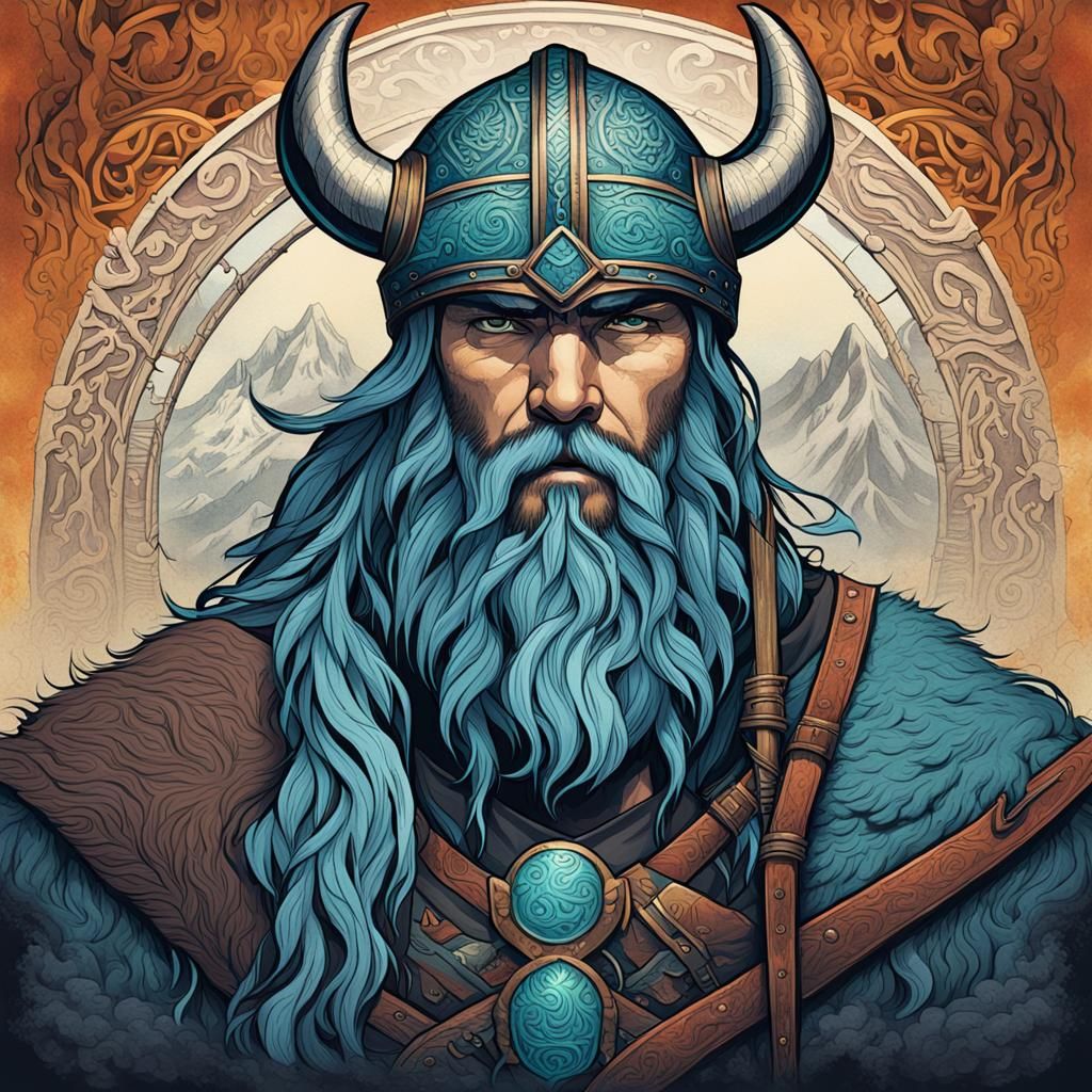 Viking Warrior in Dreamlike Seapunk Style