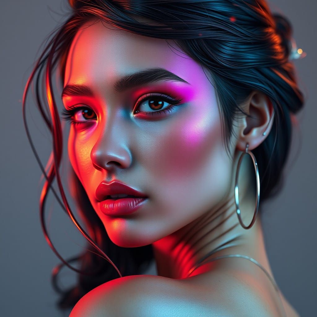 Hyperrealistic Portrait of a Beautiful Woman in Trending Spl...