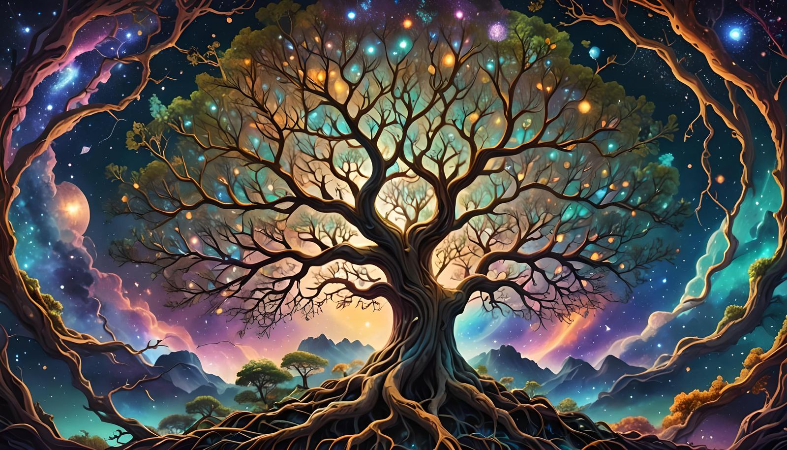 Cosmic Tree Spanning Universes: Astral Holographic Illustrat...