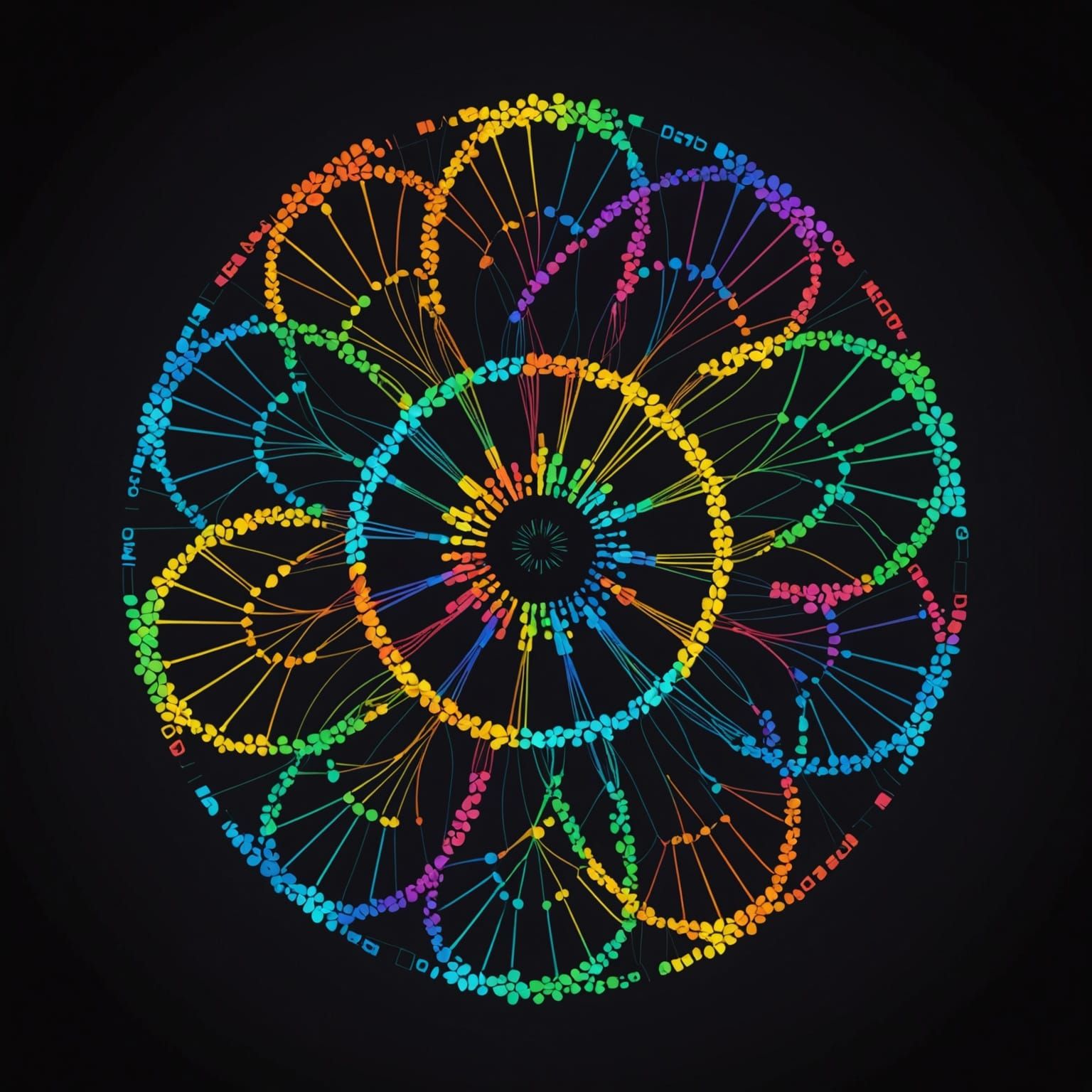 Glowing Digital Code Flower with DNA Sequencing