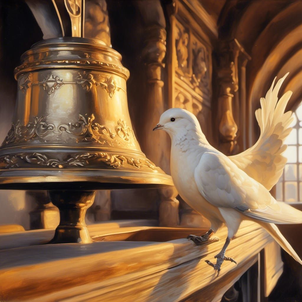 Ringing Church Bell with Dove in Renaissance Style