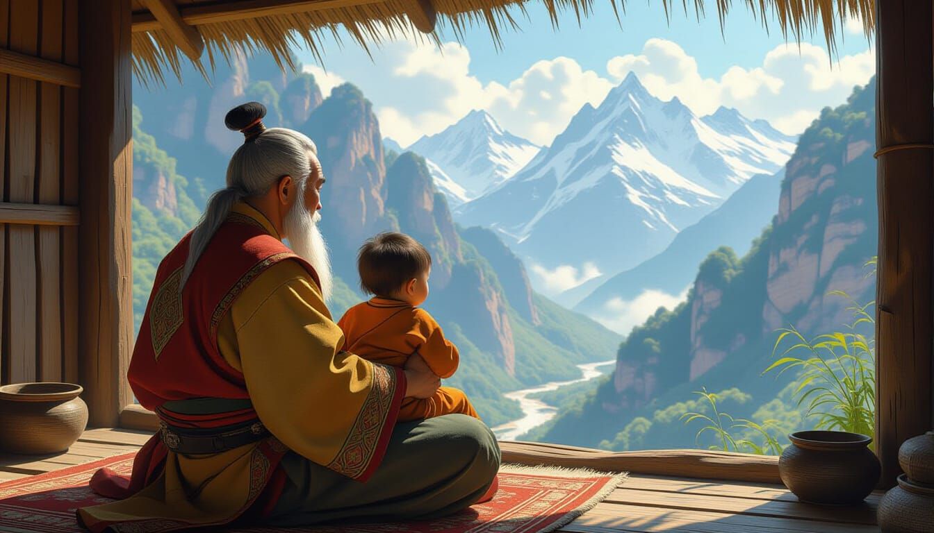 Father and Child Portrait in Fantasy Realism Style