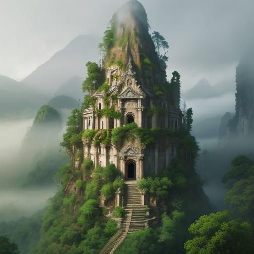 Lush Valley Temple in Golden Light