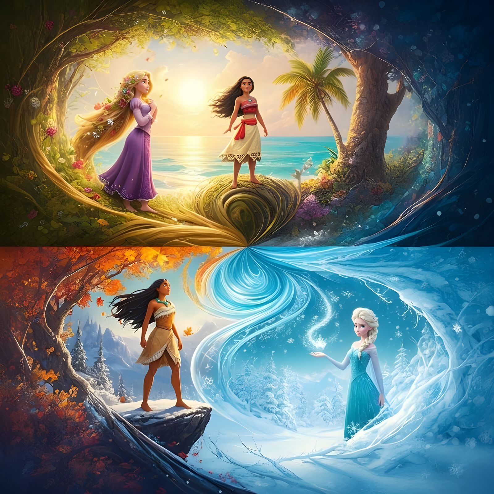 Disney Princesses Unite Across Seasons