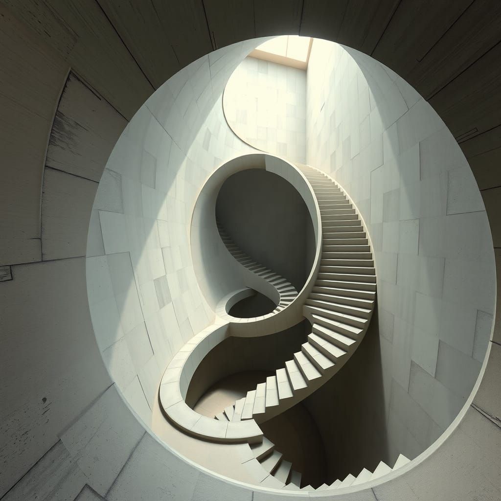 Surrealist Infinite Staircase Painting